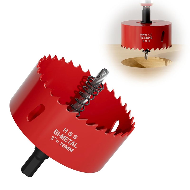 FIVELAKE 3" (76mm) Bi-Metal M42 High Speed Steel Hole Saw with Pilot Drill Bit, Smooth Cutting Edge for PVC, Drywall, Wood, Plastic, Gypsum Board, Rubber, Thin Metal - Image 1